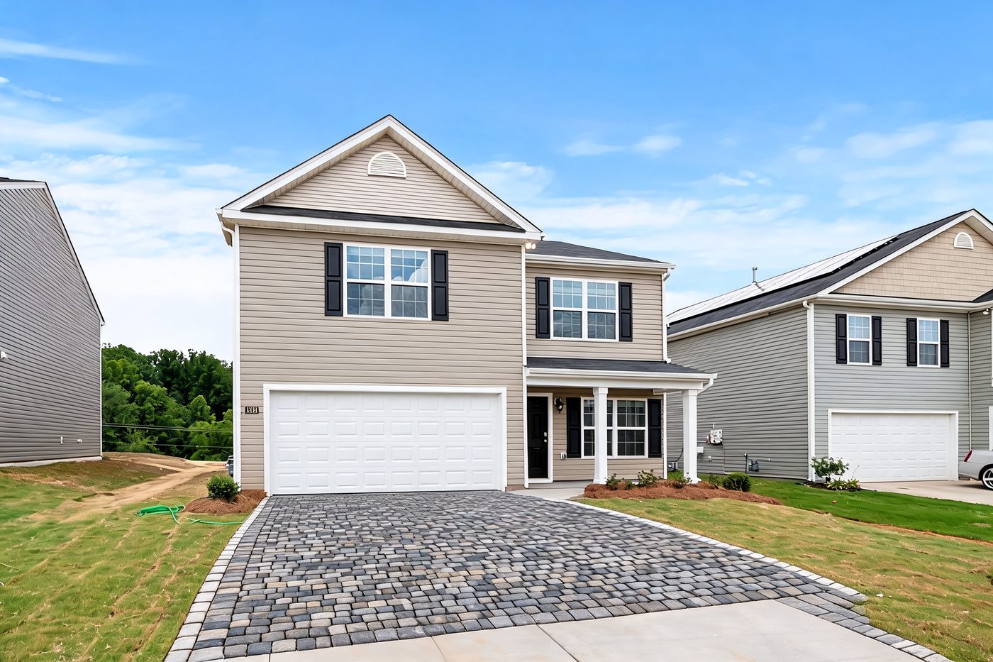 The same driveway & front redesigned by AI in the Native style