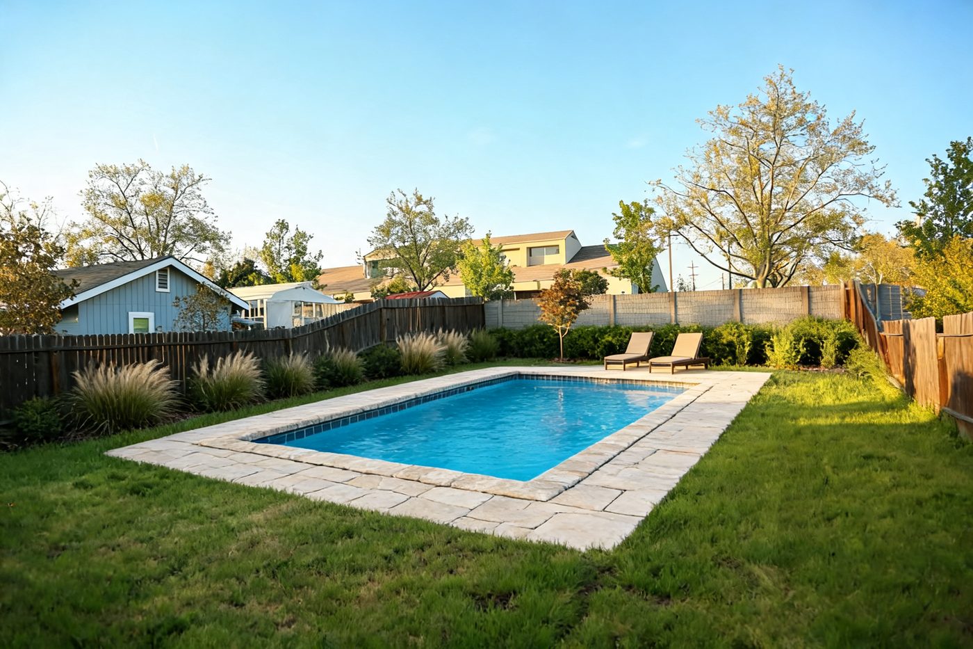 The same pool area redesigned by AI in the Modern style