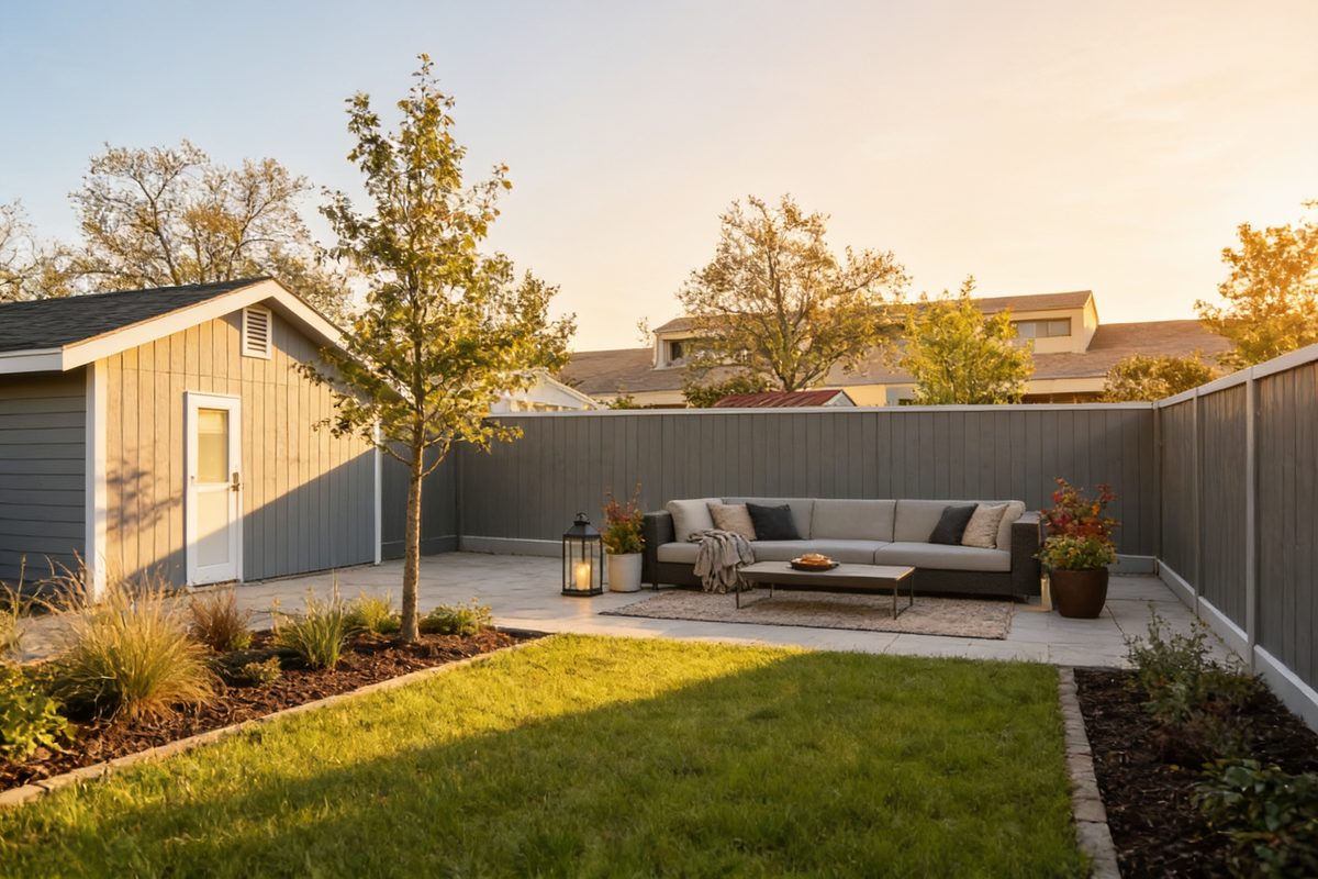 The same backyard redesigned by AI in the Fresh Lawn style