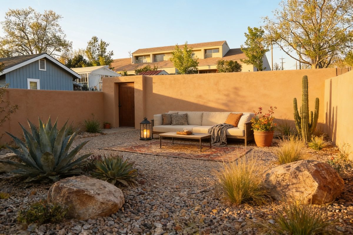 The same backyard redesigned by AI in the Desert style