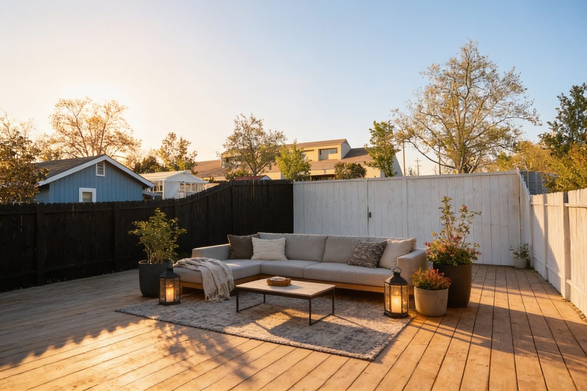 The same backyard redesigned by AI in the Scandi style
