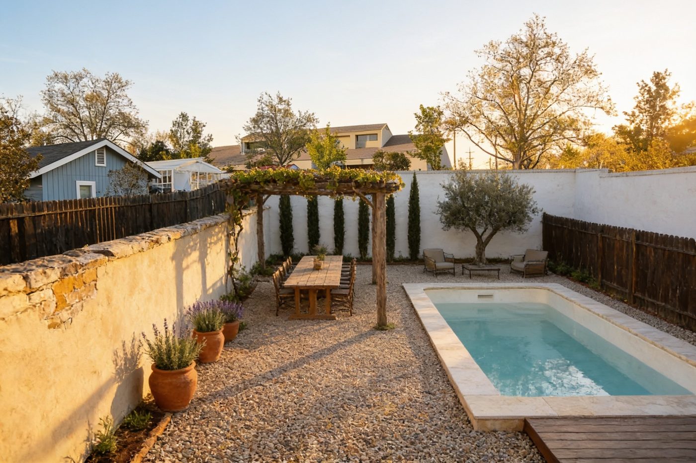 The same backyard redesigned by AI in the Tuscan style