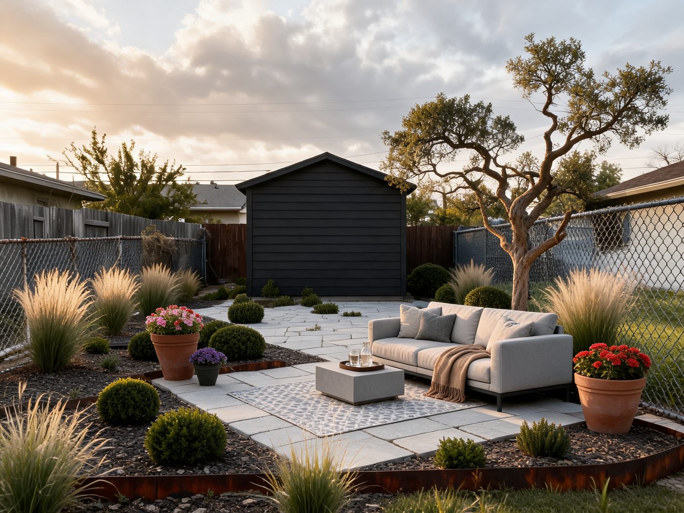 The same backyard redesigned by AI in the Modern style