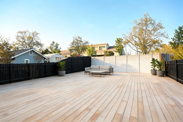 Scandi style backyard designed by AI — photorealistic landscape render